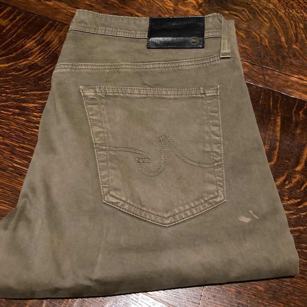 AG jeans; model is graduate slim straight.